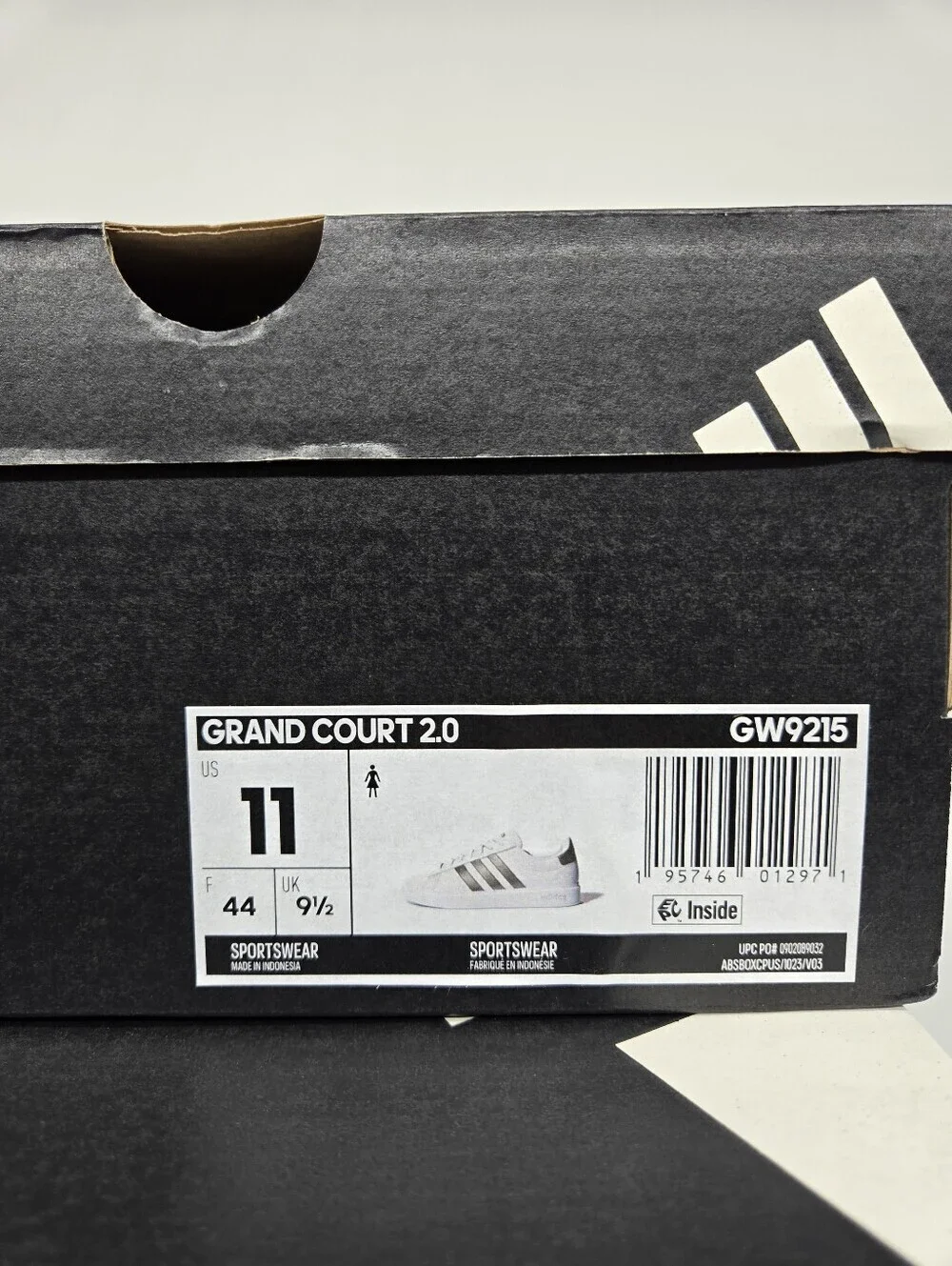 adidas Women's Grand Court GW9215 White Platinum Metallic Tennis Shoes Size 11